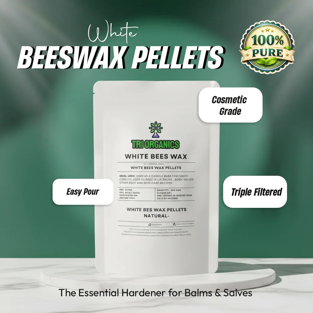 White beeswax pellets pouch, easy pour, triple filtered, cosmetic grade, 100% pure