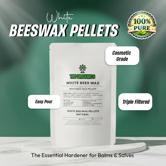 White beeswax pellets pouch, easy pour, triple filtered, cosmetic grade, 100% pure
