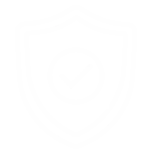 quality assurance shield icon with checkmark, purity and safety guarantee